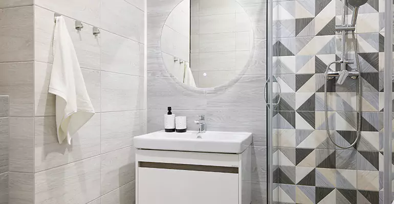 Modern Small Bathroom Walk-In Shower Remodel in Portland